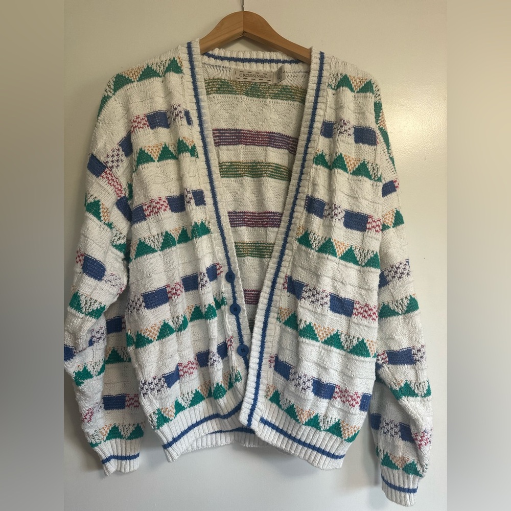 Vintage Crossings 90s colored cable knit cardigan: Size large